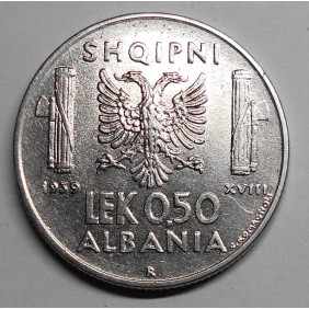ALBANIA 0,50 Lek 1939 A.M....