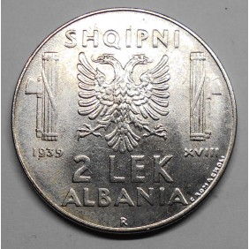 ALBANIA 2 Lek 1939 A.M.