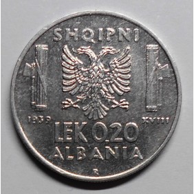 ALBANIA 0,20 Lek 1939 A.M....