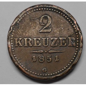 AUSTRIA 2 Kreuzer 1851 G rare