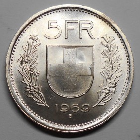 SWITZERLAND 5 Francs 1969 AG