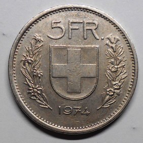 SWITZERLAND 5 Francs 1974