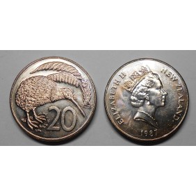 NEW ZEALAND 20 Cents 1987