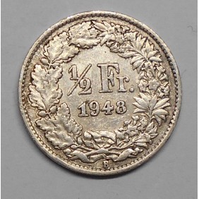 SWITZERLAND 1/2 Franc 1948 AG