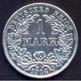 GERMANY EMPIRE 1 Mark 1914...