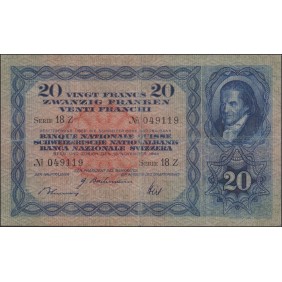 SWITZERLAND 20 Franken 1944
