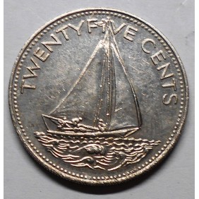 BAHAMAS 25 Cents 1991