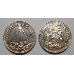 BAHAMAS 25 Cents 2000