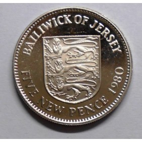 JERSEY 5 New Pence 1980 PROOF