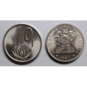 SOUTH AFRICA 10 Cents 1984