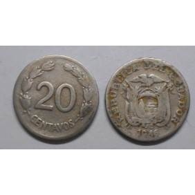 ECUADOR 20 Centavos 1946