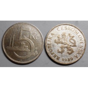 CZECHOSLOVAKIA 5 Korun 1930 AG