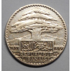 LEBANON 25 Piastres 1933 AG...