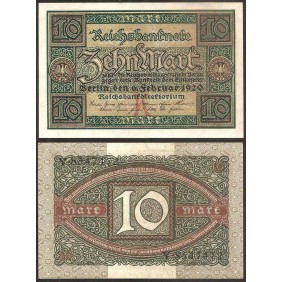 GERMANY 10 Mark 1920 Letter K
