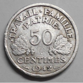 FRANCE 50 Centimes 1942