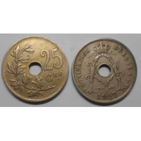 BELGIUM 25 Centimes 1927...