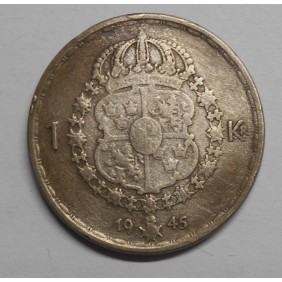 SWEDEN 1 Krona 1945 G AG...