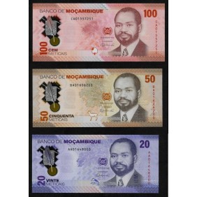 MOZAMBIQUE Set 3 Banknotes...