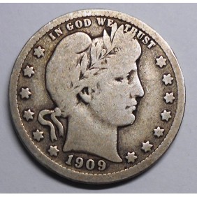 USA Barber Quarter 1909 D AG