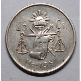 MEXICO 25 Centavos 1951 AG