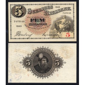 SWEDEN 5 Kronor 1940