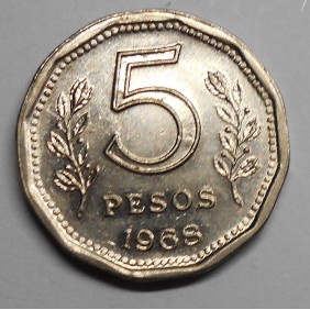 ARGENTINA 5 Pesos 1968
