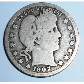 USA Barber Quarter 1907 D AG
