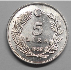 TURKEY 5 Lira 1988