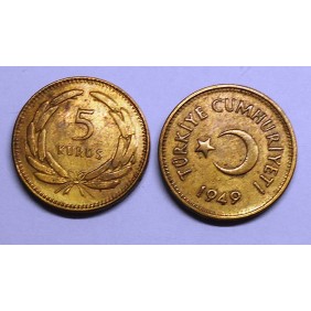 TURKEY 5 Kurus 1949