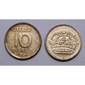 SWEDEN 10 Ore 1954 AG