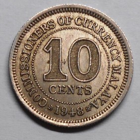 MALAYA 10 Cents 1948