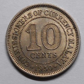 MALAYA 10 Cents 1950