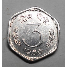 INDIA 3 Paise 1966 C