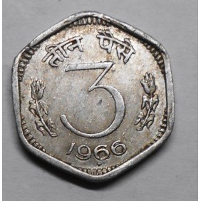 INDIA 3 Paise 1966 B