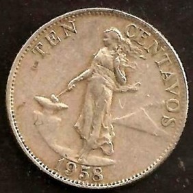 PHILIPPINES 10 Centavos 1958