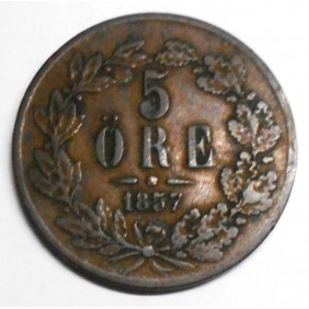 SWEDEN 5 Ore 1857 L.A.