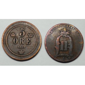 SWEDEN 5 Ore 1881