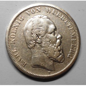 WURTTEMBERG 5 Mark 1876 F...