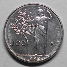 100 Lire 1992 ribattuta...