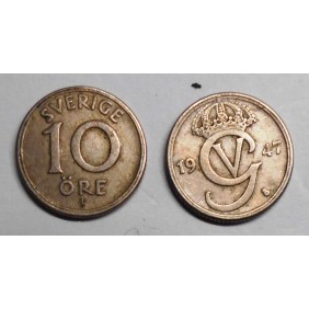 SWEDEN 10 Ore 1947 TS