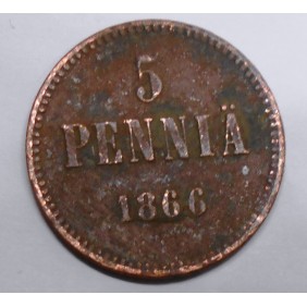 FINLAND 5 Pennia 1866