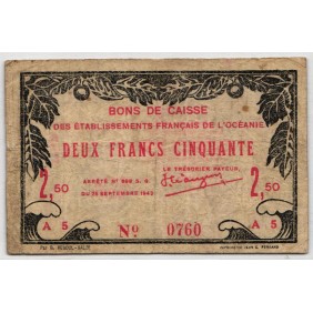 FRENCH OCEANIA 2.50 Francs...