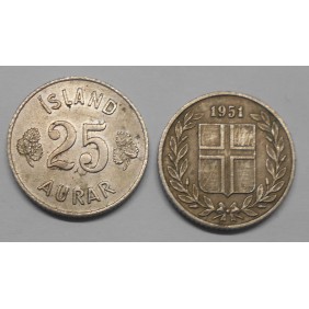 ICELAND 25 Aurar 1951