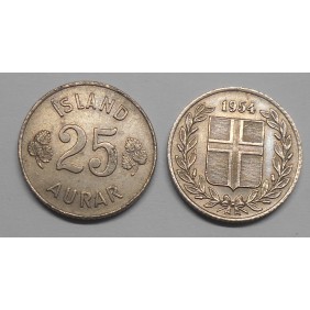 ICELAND 25 Aurar 1954