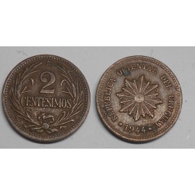 URUGUAY 2 Centesimos 1944