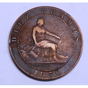 SPAIN 10 Centimos 1870