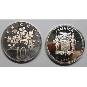 JAMAICA 10 Cents 1974 Proof