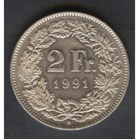 SWITZERLAND 2 Francs 1991