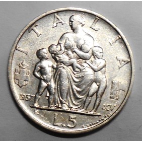 5 Lire 1937 Fecondità AG