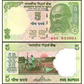 INDIA 5 Rupees 2009 Plate...